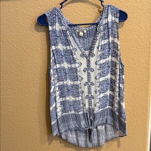 Lucky Brand Blue and White Sleeveless Blouse
